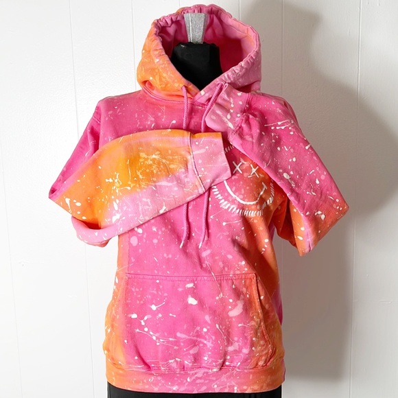 NU VINTAGE Tie-dye Smiley Hoodie. Beautiful, heavy and thick. Made in the USA - Picture 7 of 13
